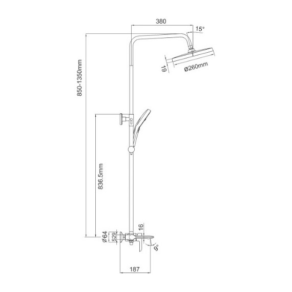 Душевая стойка Gappo G2403-6, черный/хром - фото 7