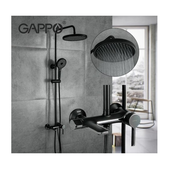 Душевая стойка Gappo G2403-6, черный/хром - фото 2