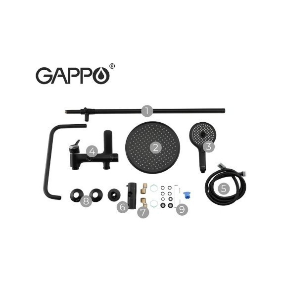 Душевая стойка Gappo G2403-6, черный/хром - фото 6
