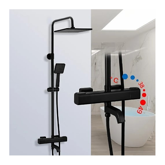 Душевая стойка с термостатом Gappo G2491-6, черный, Цвет производителя: чёрный - фото, картинка 2 Душевая стойка с термостатом Gappo G2491-6, черный, Цвет производителя: чёрный - фото 2