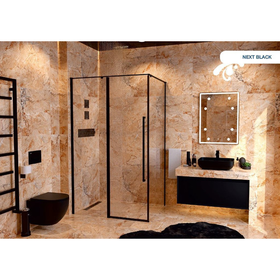 Душевое ограждение Mirsant Next black 90x90 см, чёрный/прозрачное - фото 3