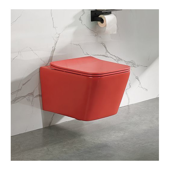 Унитаз подвесной безободковый SantiLine SL-5007MR с крышкой микролифт, красный матовый, Цвет производителя: красный - фото, картинка 2 Унитаз подвесной безободковый SantiLine SL-5007MR с крышкой микролифт, красный матовый, Цвет производителя: красный - фото 2