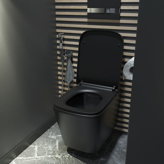 Унитаз подвесной безободковый Iddis Bild BILR2BMi25 с крышкой микролифт, Цвет производителя: чёрный матовый - фото 9