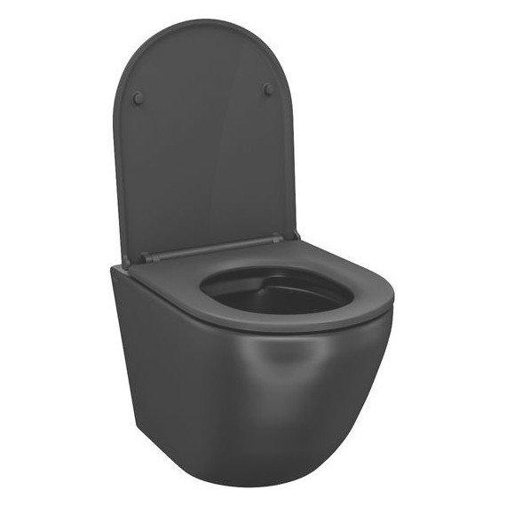 Унитаз подвесной безободковый Iddis Blanco BLAR3BMi25 с крышкой микролифт, Цвет производителя: чёрный матовый - фото 4