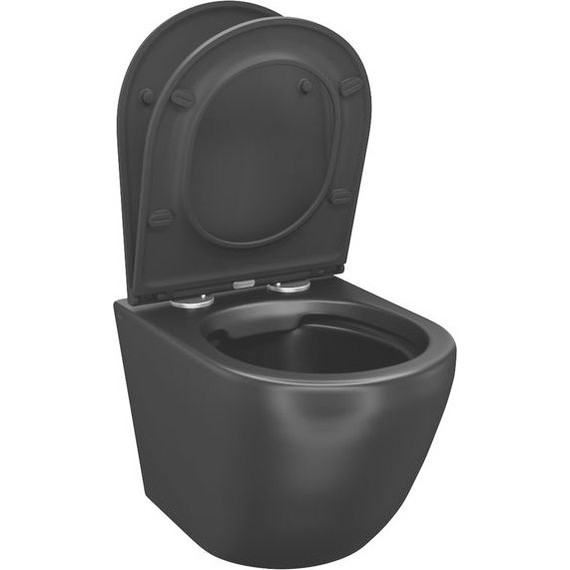 Унитаз подвесной безободковый Iddis Blanco BLAR3BMi25 с крышкой микролифт, Цвет производителя: чёрный матовый - фото 5