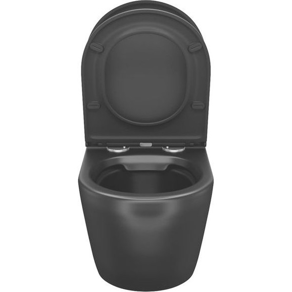 Унитаз подвесной безободковый Iddis Blanco BLAR3BMi25 с крышкой микролифт, Цвет производителя: чёрный матовый - фото 7