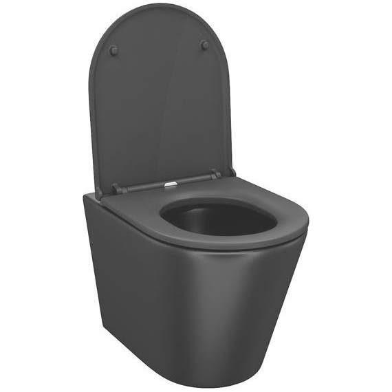 Унитаз подвесной безободковый Iddis Calipso CALR3BMi25 с крышкой микролифт, Цвет производителя: чёрный матовый - фото 4