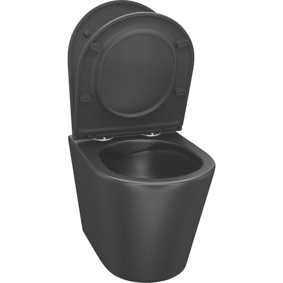 Унитаз подвесной безободковый Iddis Calipso CALR3BMi25 с крышкой микролифт, Цвет производителя: чёрный матовый - фото 5