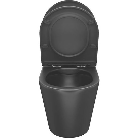 Унитаз подвесной безободковый Iddis Calipso CALR3BMi25 с крышкой микролифт, Цвет производителя: чёрный матовый - фото 7