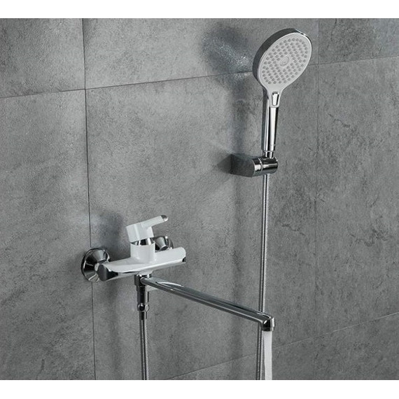 Смеситель для ванны с душевым гарнитуром Gappo G2203-8, белый/хром - фото, картинка 2 Смеситель для ванны с душевым гарнитуром Gappo G2203-8, белый/хром - фото 2