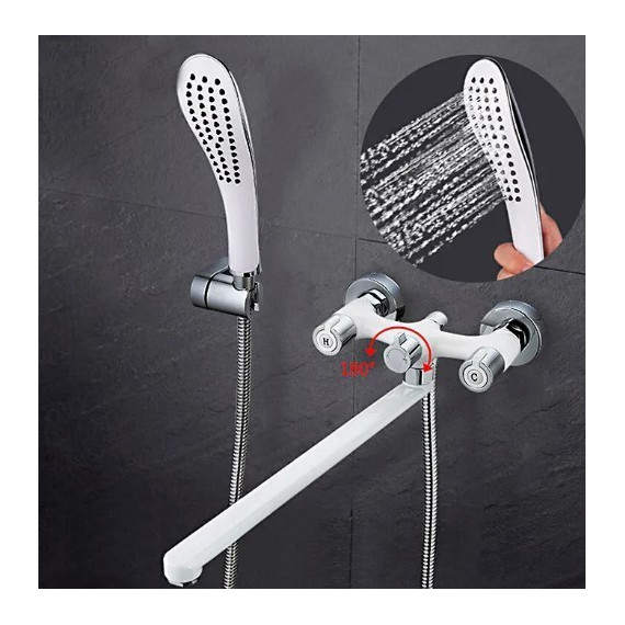 Смеситель для ванны с душевым гарнитуром Gappo Stella, белый/хром - фото, картинка 3 Смеситель для ванны с душевым гарнитуром Gappo Stella, белый/хром - фото 3