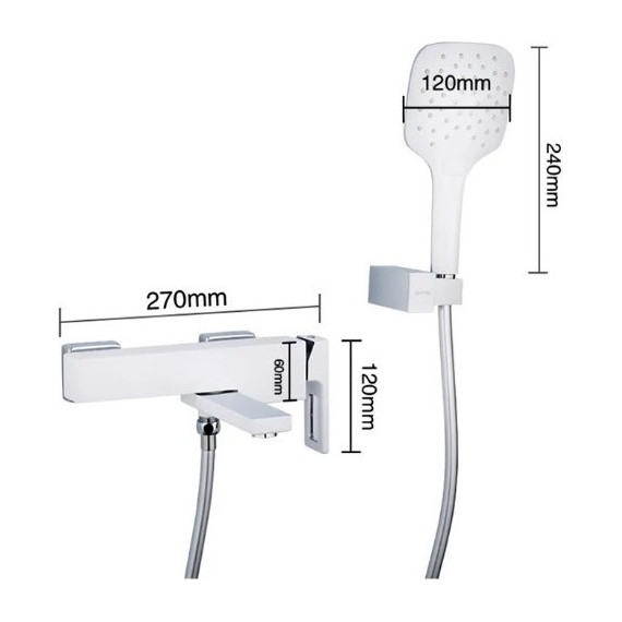 Смеситель для ванны с душевым гарнитуром Gappo Futura G3217-8, белый/хром - фото, картинка 8 Смеситель для ванны с душевым гарнитуром Gappo Futura G3217-8, белый/хром - фото 8