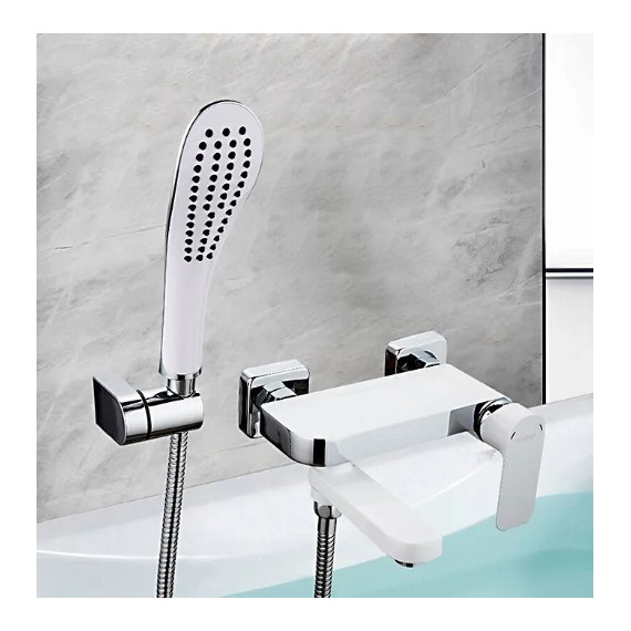 Смеситель для ванны с душевым гарнитуром Gappo G3248, белый/хром - фото, картинка 2 Смеситель для ванны с душевым гарнитуром Gappo G3248, белый/хром - фото 2