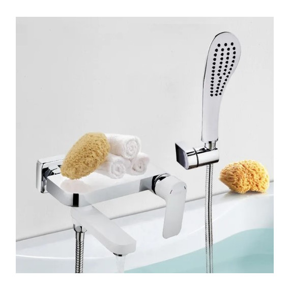 Смеситель для ванны с душевым гарнитуром Gappo G3248, белый/хром - фото, картинка 3 Смеситель для ванны с душевым гарнитуром Gappo G3248, белый/хром - фото 3