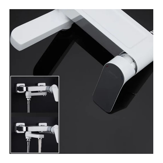 Смеситель для ванны с душевым гарнитуром Gappo G3248, белый/хром - фото, картинка 4 Смеситель для ванны с душевым гарнитуром Gappo G3248, белый/хром - фото 4