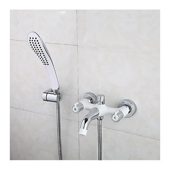 Смеситель для ванны с душевым гарнитуром Gappo Stella G3249, белый/хром - фото, картинка 2 Смеситель для ванны с душевым гарнитуром Gappo Stella G3249, белый/хром - фото 2