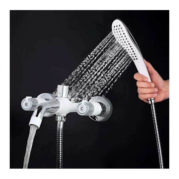 Смеситель для ванны с душевым гарнитуром Gappo Stella G3249, белый/хром - фото, картинка 4 Смеситель для ванны с душевым гарнитуром Gappo Stella G3249, белый/хром - фото 4