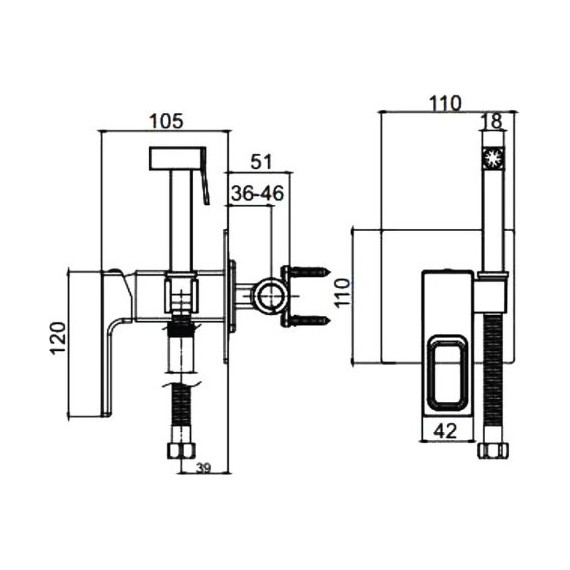 Набор для гигиенического душа Gappo G7217-6, черный - фото, картинка 7 Набор для гигиенического душа Gappo G7217-6, черный - фото 7