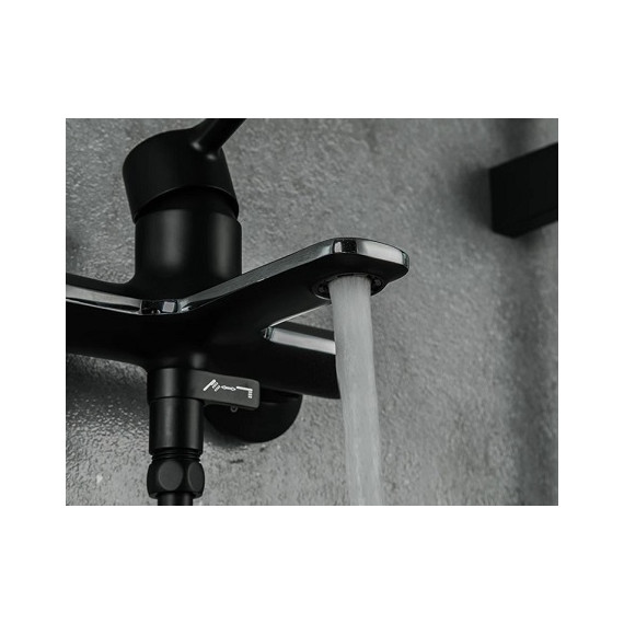 Смеситель для ванны с душевым гарнитуром Gappo G3203-6, черный/хром - фото 3