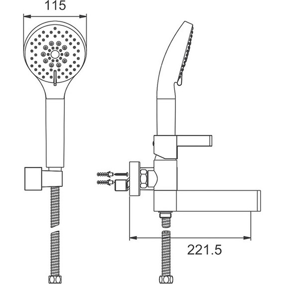 Смеситель для ванны с душевым гарнитуром Gappo Atlantic G3281, черный/хром - фото, картинка 5 Смеситель для ванны с душевым гарнитуром Gappo Atlantic G3281, черный/хром - фото 5