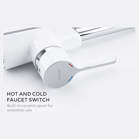 Смеситель для кухни Gappo G4003-8, белый/хром - фото 3