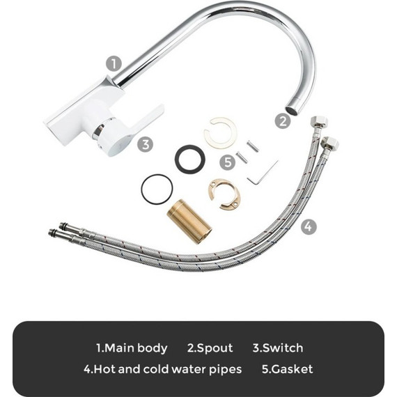 Смеситель для кухни Gappo G4003-8, белый/хром - фото 5