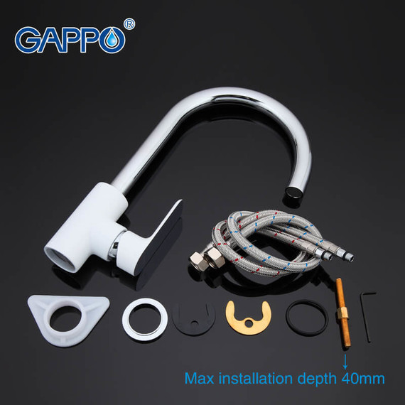Смеситель для кухни Gappo Noar G4048, белый/хром - фото 6