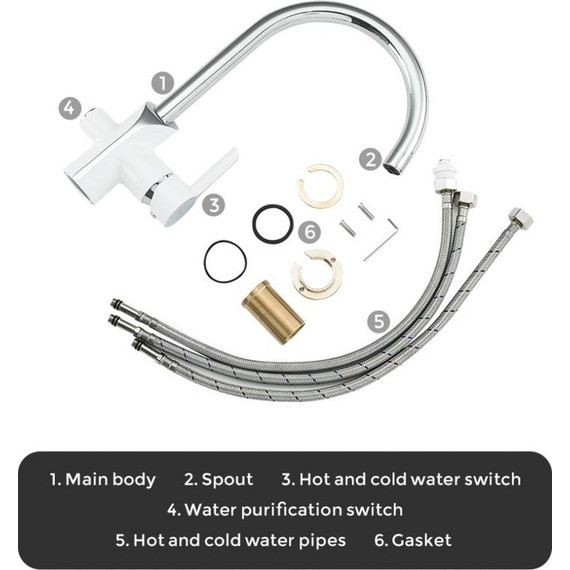 Смеситель для кухни Gappo G4303-8, белый/хром - фото 5