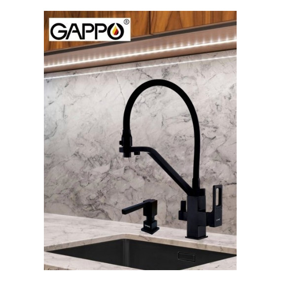 Смеситель для кухни Gappo G4317-6, черный - фото 2