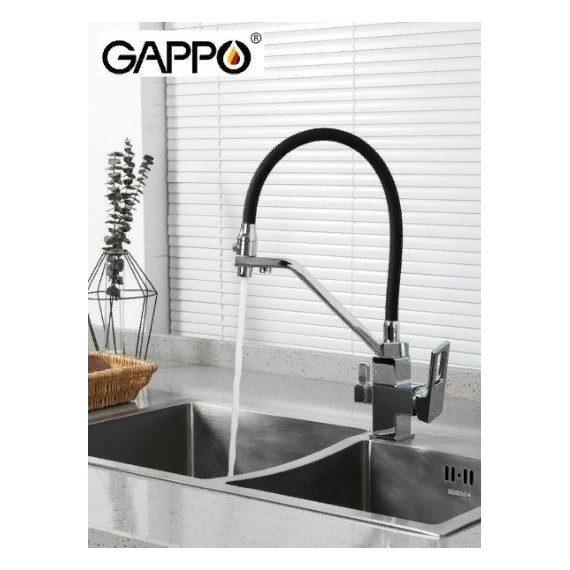 Смеситель для кухни Gappo G4318, черный/хром - фото 3