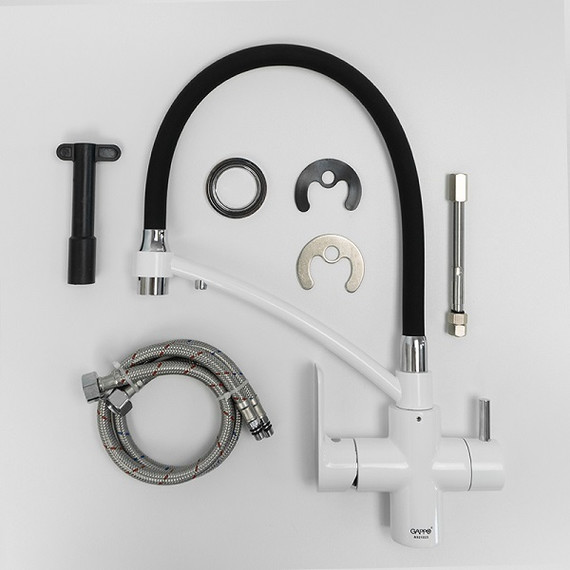 Смеситель для кухни Gappo G4348, белый/черный - фото 8