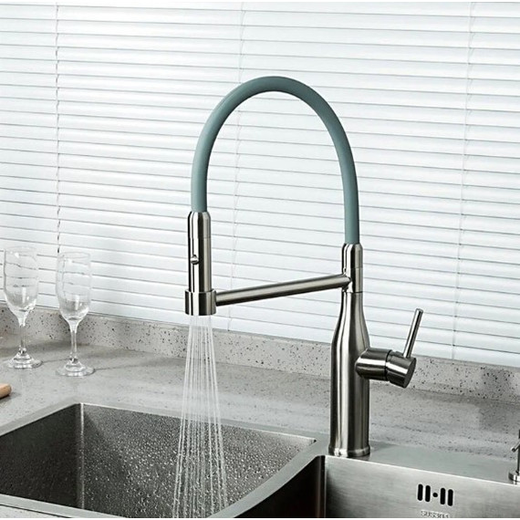 Смеситель для кухни Gappo G4398-55, серый/сатин - фото, картинка 2 Смеситель для кухни Gappo G4398-55, серый/сатин - фото 2