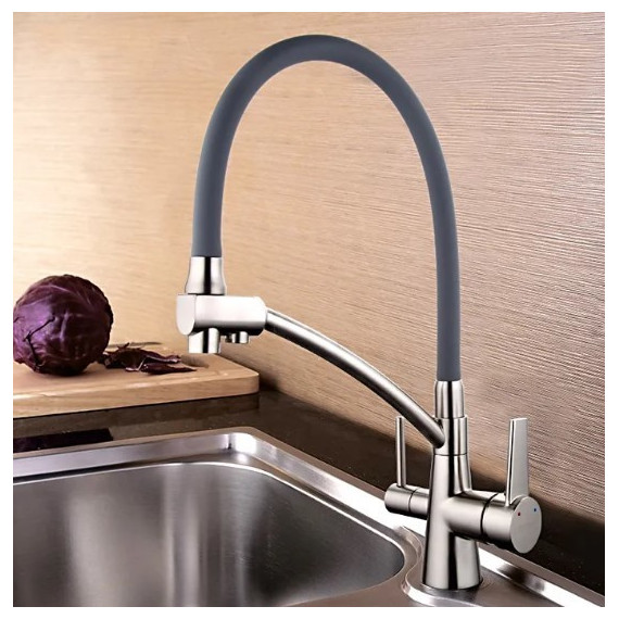 Смеситель для кухни Gappo G4398, серый/сатин - фото, картинка 2 Смеситель для кухни Gappo G4398, серый/сатин - фото 2