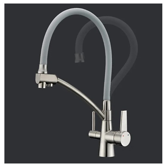 Смеситель для кухни Gappo G4398, серый/сатин - фото, картинка 5 Смеситель для кухни Gappo G4398, серый/сатин - фото 5