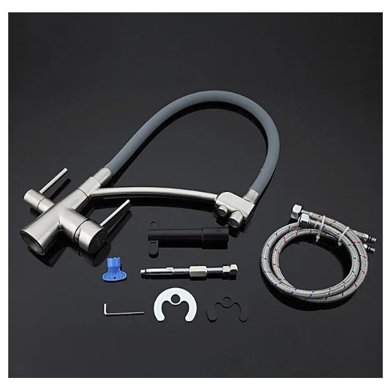 Смеситель для кухни Gappo G4398, серый/сатин - фото, картинка 9 Смеситель для кухни Gappo G4398, серый/сатин - фото 9