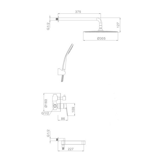 Душевая система для ванны Gappo G7199-30, сатин - фото, картинка 8 Душевая система для ванны Gappo G7199-30, сатин - фото 8