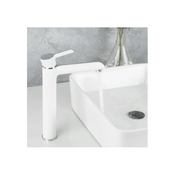 Смеситель для раковины высокий Gappo G1003-18, белый/хром - фото 3