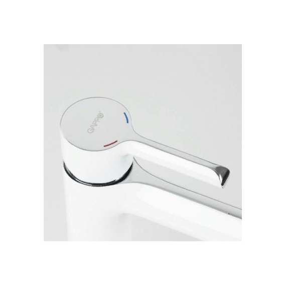 Смеситель для раковины высокий Gappo G1003-18, белый/хром - фото 4