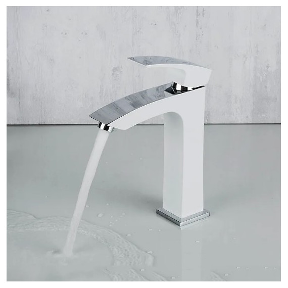 Смеситель для раковины высокий Gappo G1007-78, белый/хром - фото 5