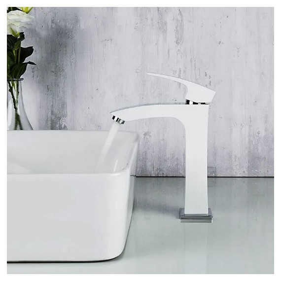 Смеситель для раковины высокий Gappo G1007-78, белый/хром - фото 3