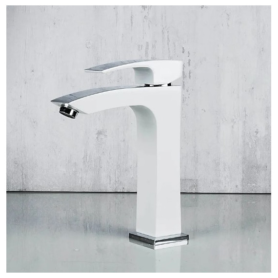 Смеситель для раковины высокий Gappo G1007-78, белый/хром - фото 4