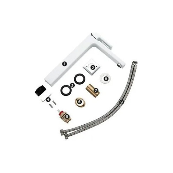 Смеситель для раковины высокий Gappo Futura G1017-2, белый/хром - фото 7