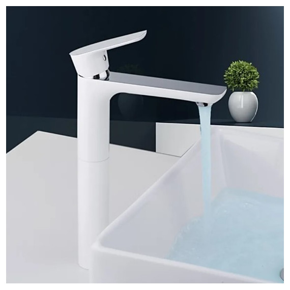 Смеситель для раковины высокий Gappo Noar G1048-2, белый/хром - фото, картинка 3 Смеситель для раковины высокий Gappo Noar G1048-2, белый/хром - фото 3