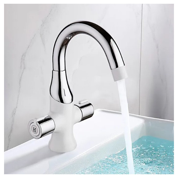 Смеситель для раковины Gappo Stella G1049, белый/хром - фото, картинка 2 Смеситель для раковины Gappo Stella G1049, белый/хром - фото 2