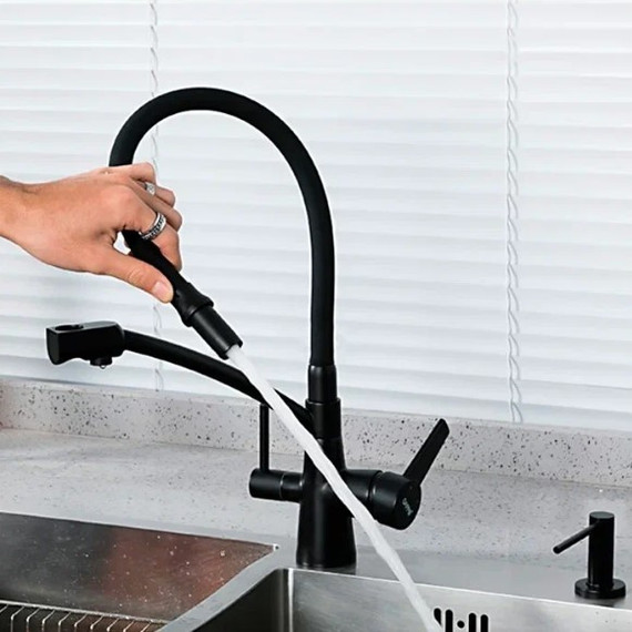 Смеситель для кухни Gappo G4398-16, черный - фото 3