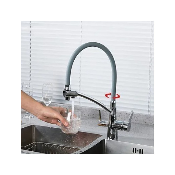 Смеситель для кухни Gappo G4398-17, серый/хром - фото, картинка 2 Смеситель для кухни Gappo G4398-17, серый/хром - фото 2