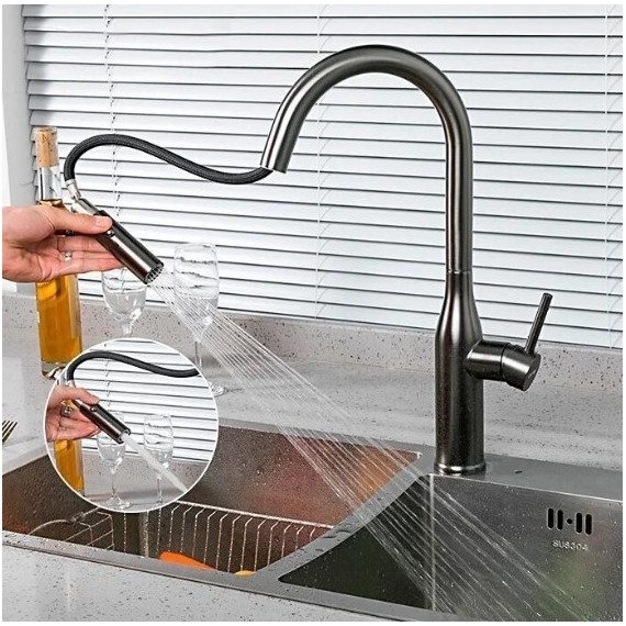 Смеситель для кухни Gappo G4398-41, оружейная сталь - фото 2