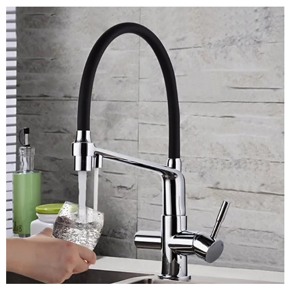 Смеситель для кухни Gappo G4398-7, черный/хром - фото 2