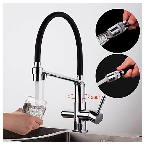 Смеситель для кухни Gappo G4398-7, черный/хром - фото 3