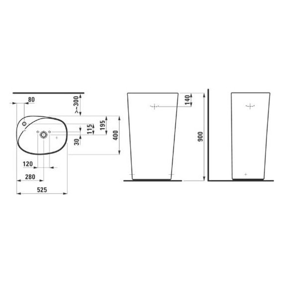 Раковина напольная Laufen Palomba 52 см 8.1180.3.000.104.1 - фото 2